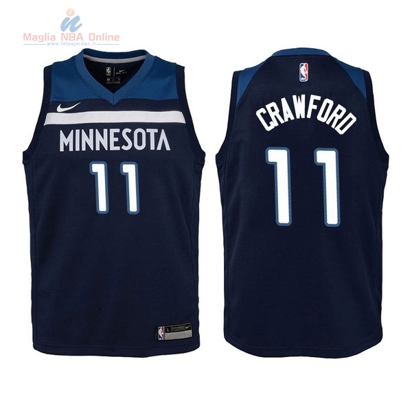 Acquista Maglia NBA Bambino Minnesota Timberwolves #11 Jamal Crawford Marino Icon 2017-18