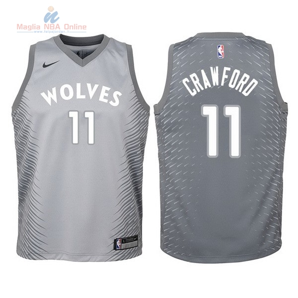 Acquista Maglia NBA Bambino Minnesota Timberwolves #11 Jamal Crawford Nike Grigio Città 2017-18