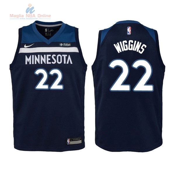 Acquista Maglia NBA Bambino Minnesota Timberwolves #22 Andrew Wiggins Marino 2017-18