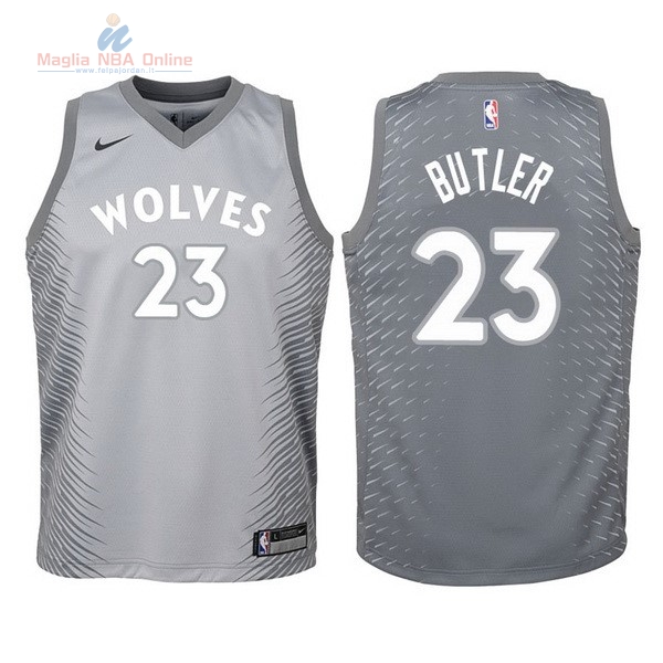 Acquista Maglia NBA Bambino Minnesota Timberwolves #23 Jimmy Butler Nike Grigio Città 2017-18