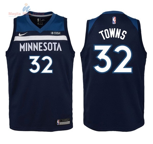 Acquista Maglia NBA Bambino Minnesota Timberwolves #32 Karl Anthony Towns Marino 2017-18