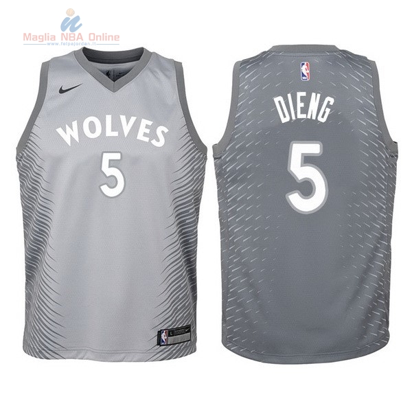 Acquista Maglia NBA Bambino Minnesota Timberwolves #5 Gorgui Dieng Nike Grigio Città 2017-18