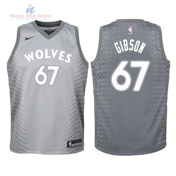 Acquista Maglia NBA Bambino Minnesota Timberwolves #67 Taj Gibson Nike Grigio Città 2017-18