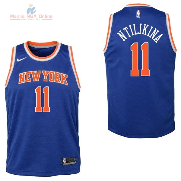 Acquista Maglia NBA Bambino New York Knicks #11 Frank Ntilikina Blu Icon 2017-18