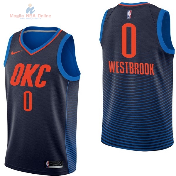 Acquista Maglia NBA Bambino Oklahoma City Thunder #0 Russell Westbrook Marino Statement 2017-18