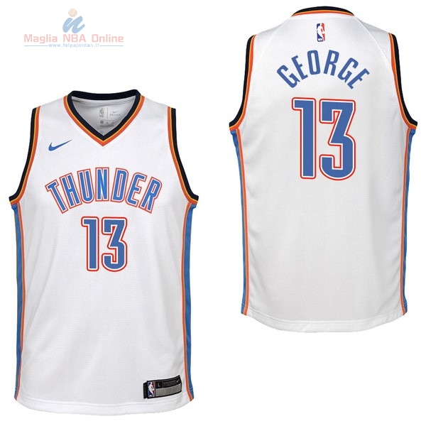 Acquista Maglia NBA Bambino Oklahoma City Thunder #13 Paul George Bianco Association 2017-18