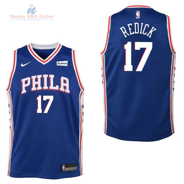 Acquista Maglia NBA Bambino Philadelphia Sixers #17 JJ Redick Blu 2017-18