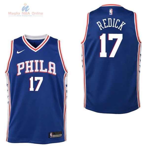 Acquista Maglia NBA Bambino Philadelphia Sixers #17 JJ Redick Blu Icon 2017-18