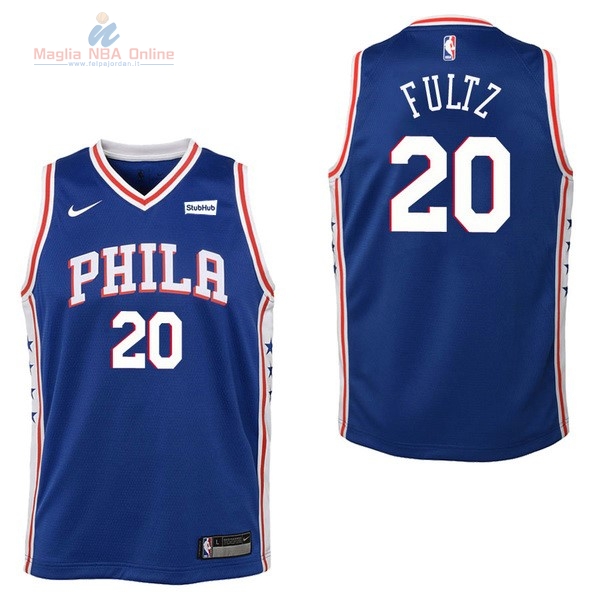 Acquista Maglia NBA Bambino Philadelphia Sixers #20 Markelle Fultz Blu 2017-18