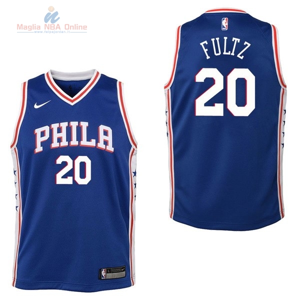 Acquista Maglia NBA Bambino Philadelphia Sixers #20 Markelle Fultz Blu Icon 2017-18