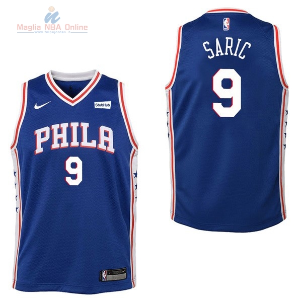 Acquista Maglia NBA Bambino Philadelphia Sixers #9 Dario Saric Blu 2017-18