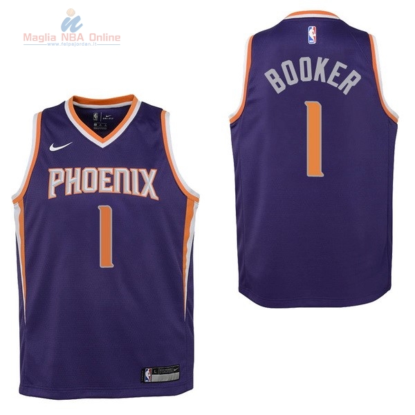 Acquista Maglia NBA Bambino Phoenix Suns #1 Devin Booker Porpora Icon 2017-18