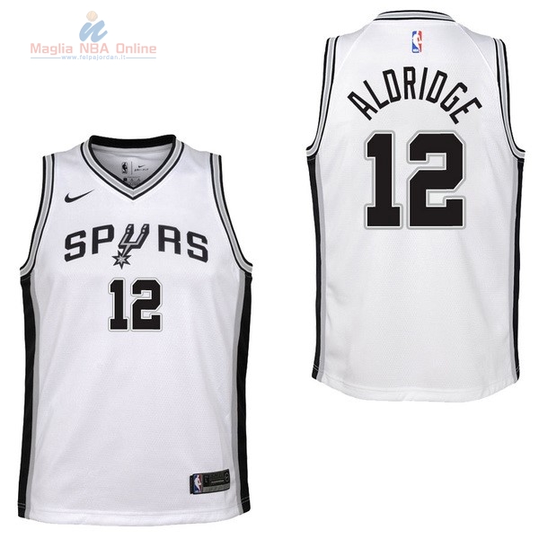 Acquista Maglia NBA Bambino San Antonio Spurs #12 LaMarcus Aldridge Bianco Association 2017-18