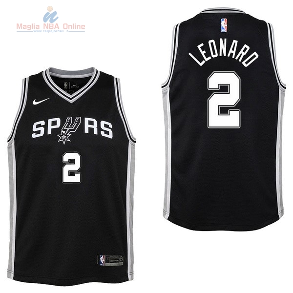 Acquista Maglia NBA Bambino San Antonio Spurs #2 Kawhi Leonard Nero Icon 2017-18