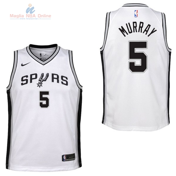 Acquista Maglia NBA Bambino San Antonio Spurs #5 Dejounte Murray Bianco Association 2017-18