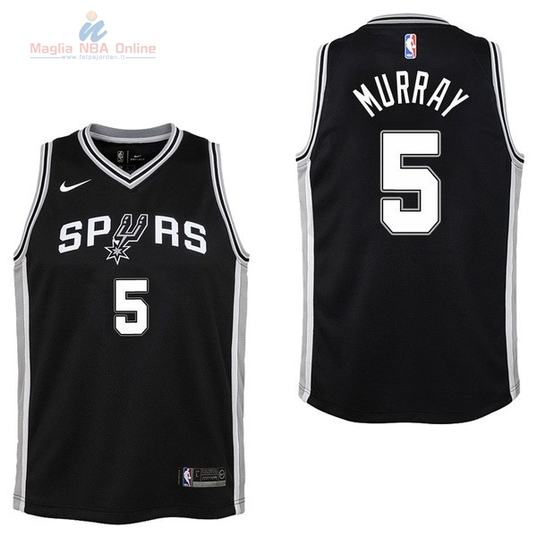 Acquista Maglia NBA Bambino San Antonio Spurs #5 Dejounte Murray Nero Icon 2017-18