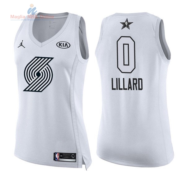 Acquista Maglia NBA Donna 2018 All Star #0 Damian Lillard Bianco