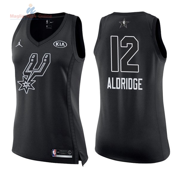 Acquista Maglia NBA Donna 2018 All Star #12 LaMarcus Aldridge Nero