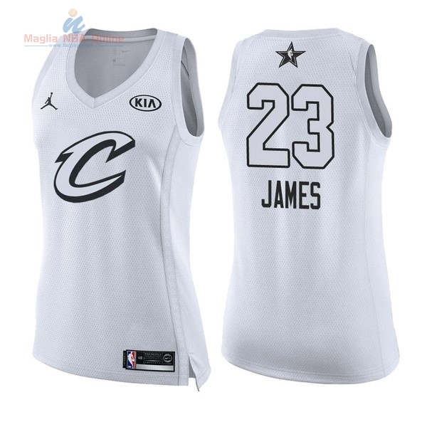 Acquista Maglia NBA Donna 2018 All Star #23 LeBron James Bianco