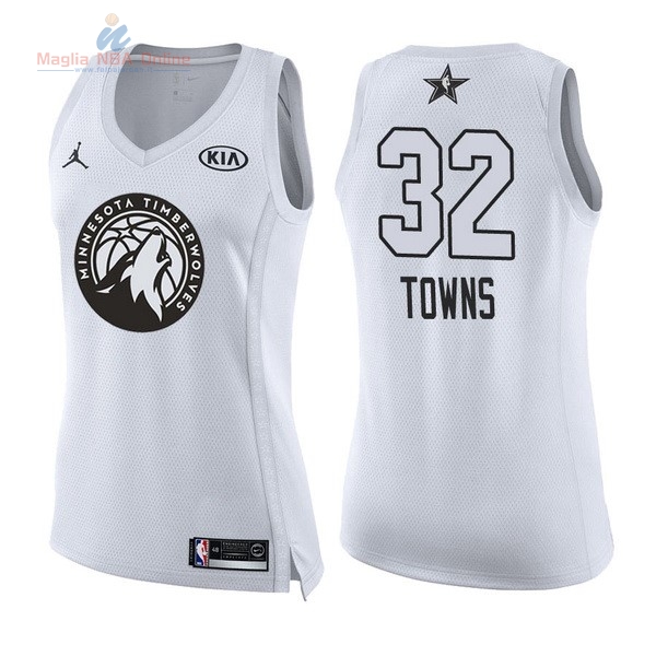 Acquista Maglia NBA Donna 2018 All Star #32 Karl Anthony Towns Bianco