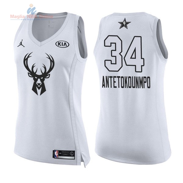 Acquista Maglia NBA Donna 2018 All Star #34 Giannis Antetokounmpo Bianco