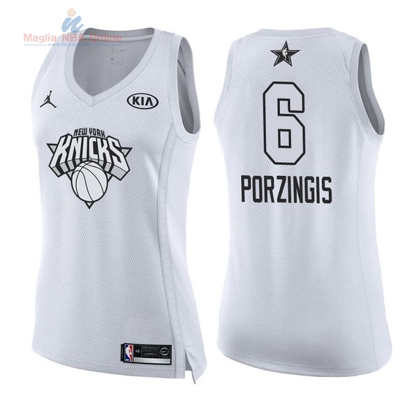 Acquista Maglia NBA Donna 2018 All Star #6 Kristaps Porzingis Bianco