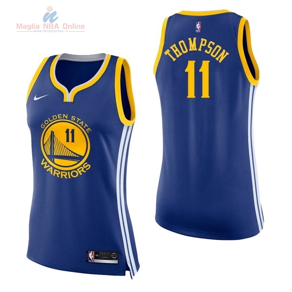 Acquista Maglia NBA Donna Golden State Warriors #11 Klay Thompson Blu Icon