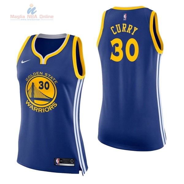 Acquista Maglia NBA Donna Golden State Warriors #30 Stephen Curry Blu Icon