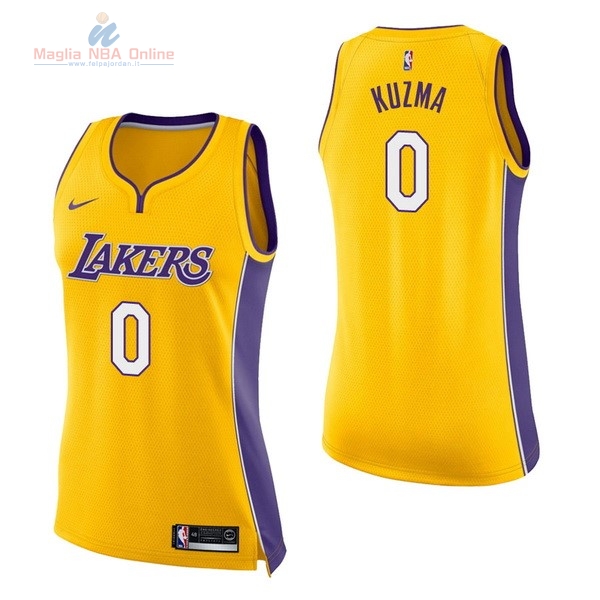 Acquista Maglia NBA Donna Los Angeles Lakers #0 Kyle Kuzma Giallo Icon