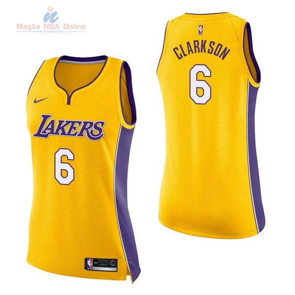 Acquista Maglia NBA Donna Los Angeles Lakers #6 Jordan Clarkson Giallo Icon