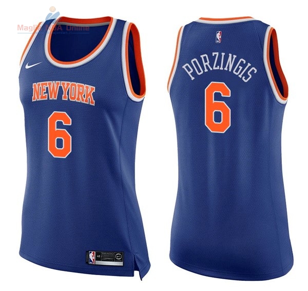 Acquista Maglia NBA Donna New York Knicks #6 Kristaps Porzingis Blu Icon