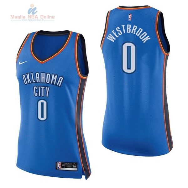 Acquista Maglia NBA Donna Oklahoma City Thunder #0 Russell Westbrook Blu Icon