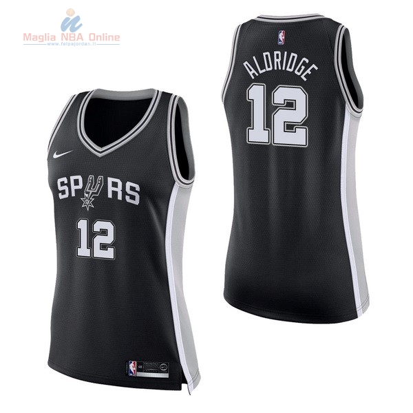 Acquista Maglia NBA Donna San Antonio Spurs #12 LaMarcus Aldridge Nero Icon