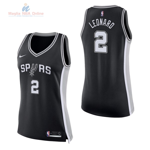 Acquista Maglia NBA Donna San Antonio Spurs #2 Kawhi Leonard Nero Icon