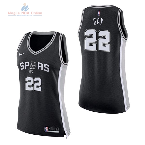 Acquista Maglia NBA Donna San Antonio Spurs #22 Rudy Gay Nero Icon