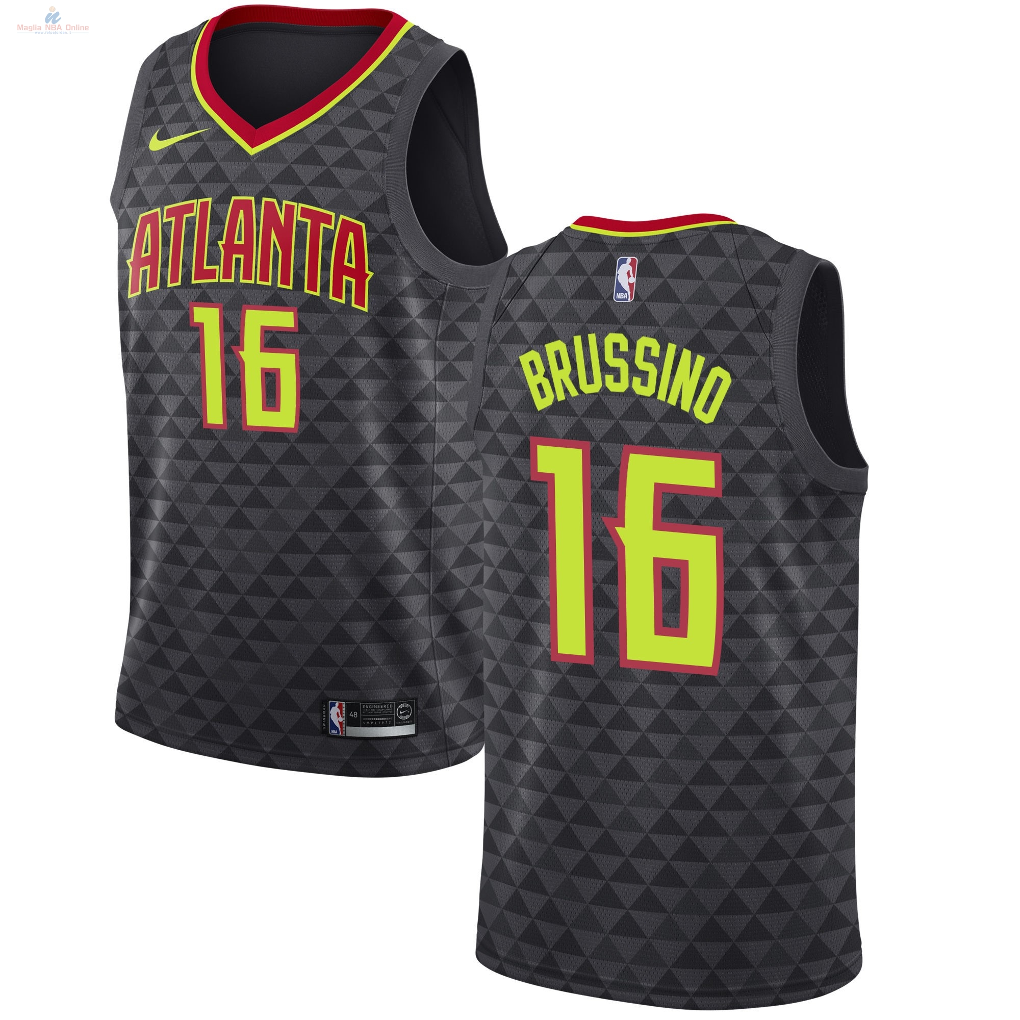 Acquista Maglia NBA Nike Atlanta Hawks #16 Nicolas Brussino Nero Icon