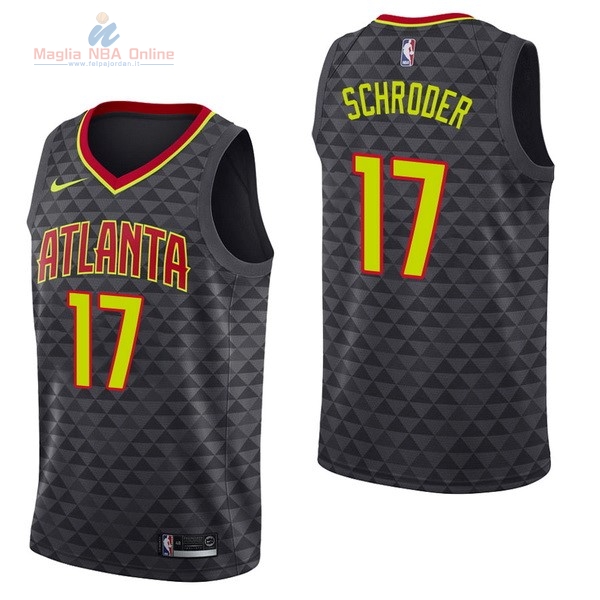 Acquista Maglia NBA Nike Atlanta Hawks #17 Dennis Schroder Nero Icon