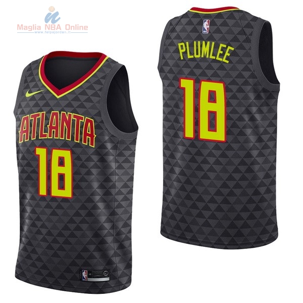 Acquista Maglia NBA Nike Atlanta Hawks #18 Miles Plumlee Nero Icon