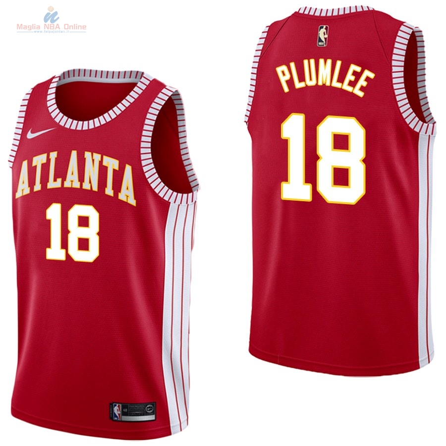 Acquista Maglia NBA Nike Atlanta Hawks #18 Miles Plumlee Retro Rosso