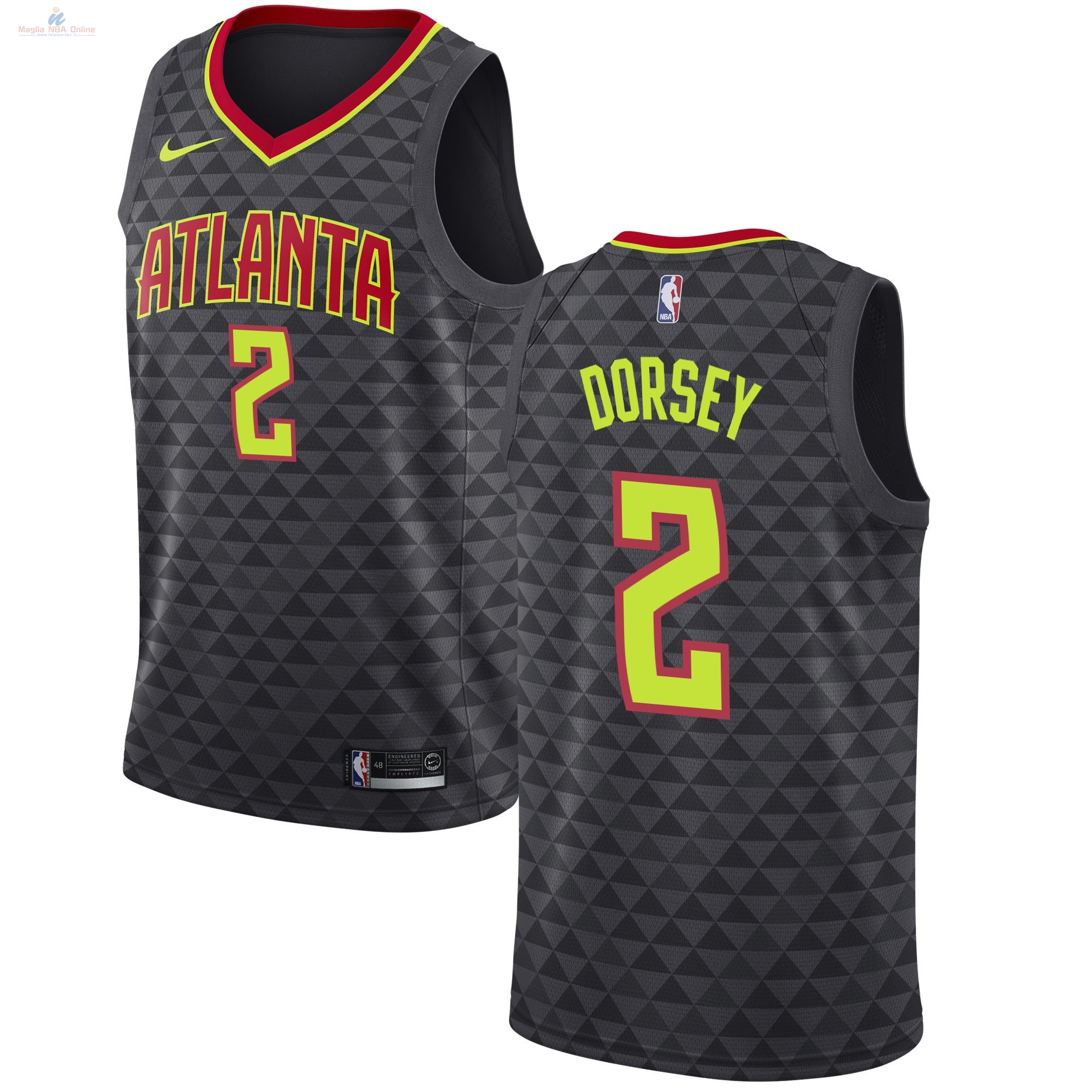 Acquista Maglia NBA Nike Atlanta Hawks #2 Tyler Dorsey Nero Icon