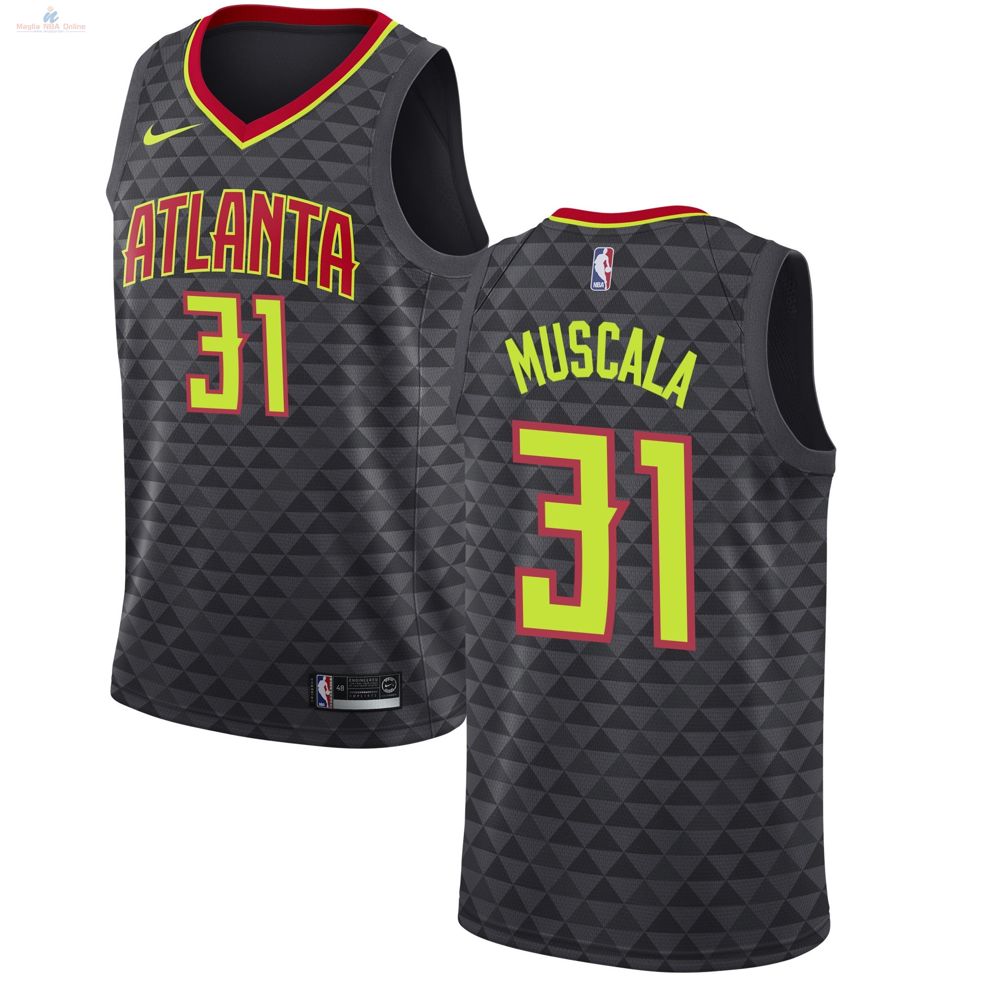 Acquista Maglia NBA Nike Atlanta Hawks #31 Mike Muscala Nero Icon