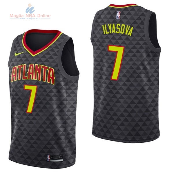 Acquista Maglia NBA Nike Atlanta Hawks #7 Ersan Ilyasova Nero Icon