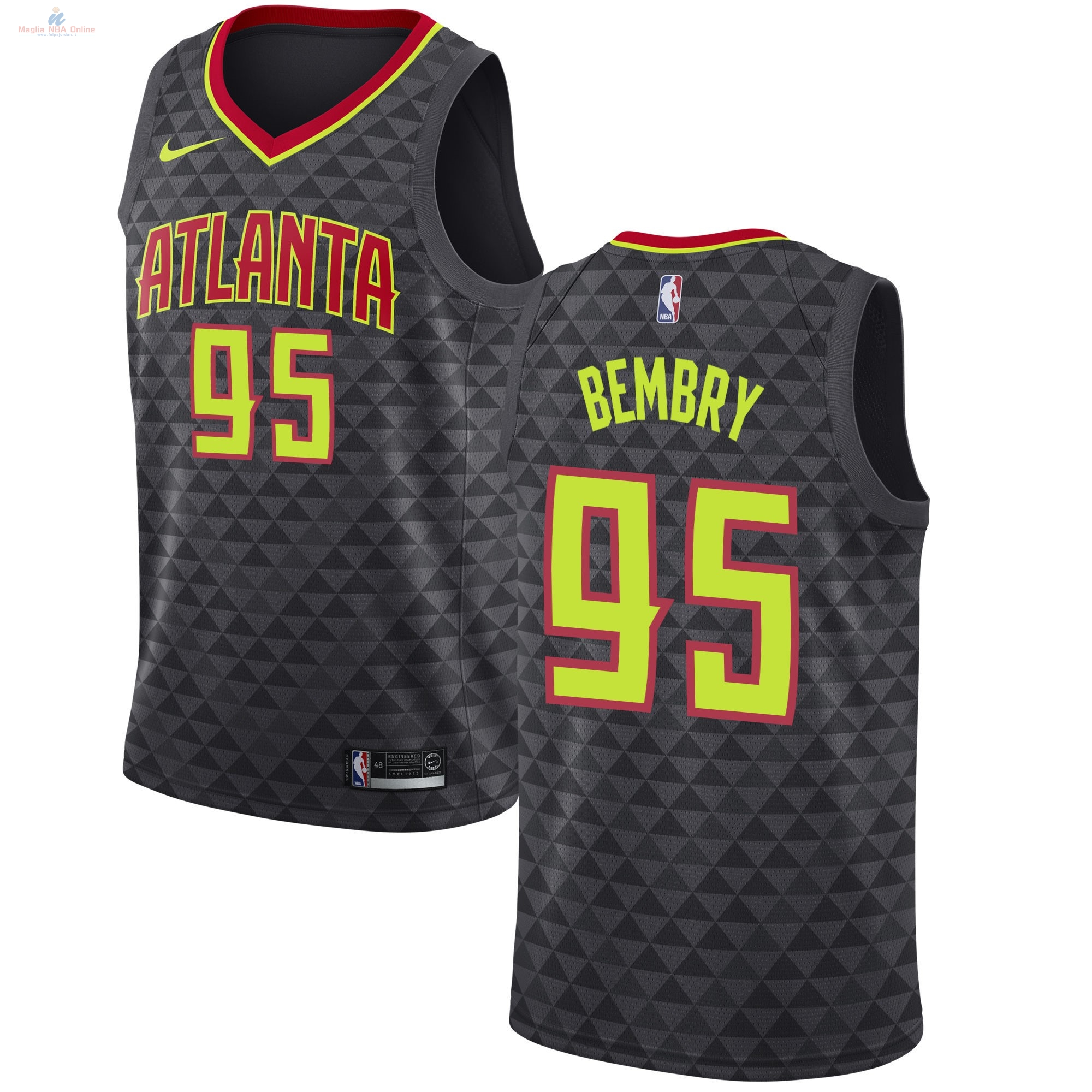 Acquista Maglia NBA Nike Atlanta Hawks #95 DeAndre Bembry Nero Icon