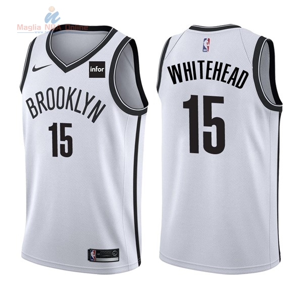 Acquista Maglia NBA Nike Brooklyn Nets #15 Isaiah Whitehead Bianco