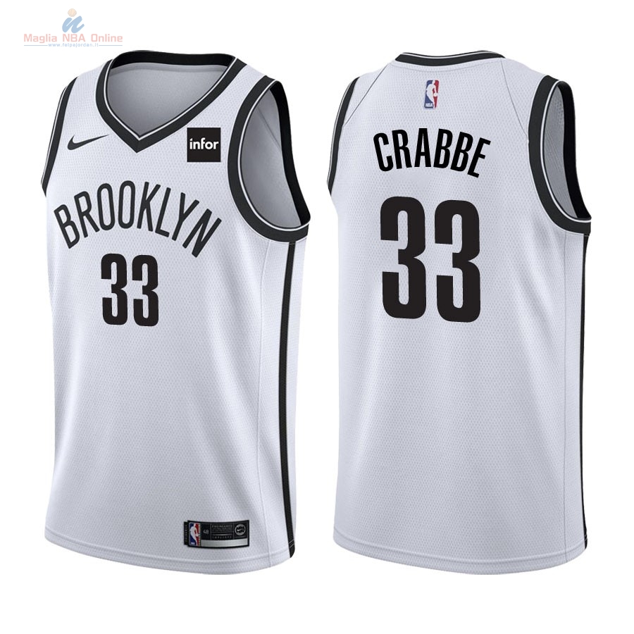 Acquista Maglia NBA Nike Brooklyn Nets #33 Allen Crabbe Bianco