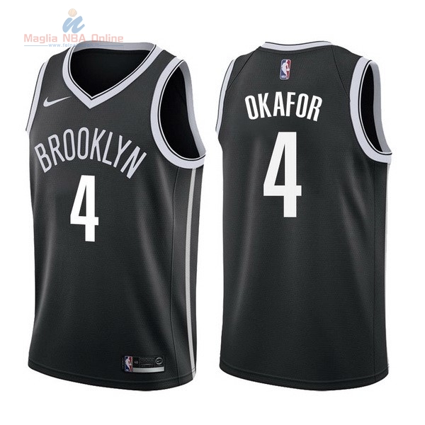 Acquista Maglia NBA Nike Brooklyn Nets #4 Jahlil Okafor Nero Icon