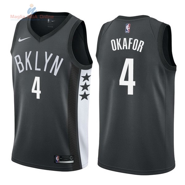 Acquista Maglia NBA Nike Brooklyn Nets #4 Jahlil Okafor Nero Statement