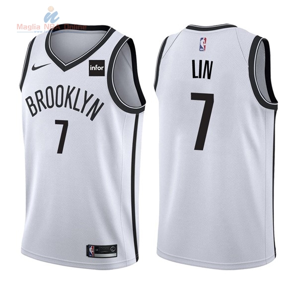 Acquista Maglia NBA Nike Brooklyn Nets #7 Jeremy Lin Bianco