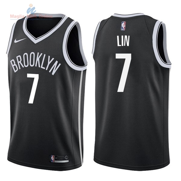 Acquista Maglia NBA Nike Brooklyn Nets #7 Jeremy Lin Nero Icon