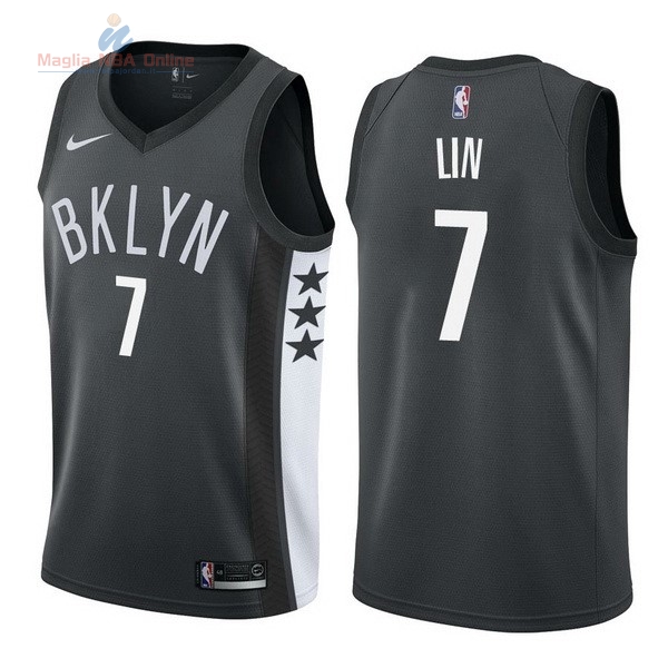 Acquista Maglia NBA Nike Brooklyn Nets #7 Jeremy Lin Nero Statement